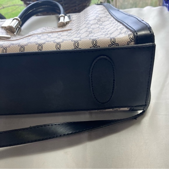 Ivanka Trump Black and Cream Structured Monogram Bag - Picture 8 of 16